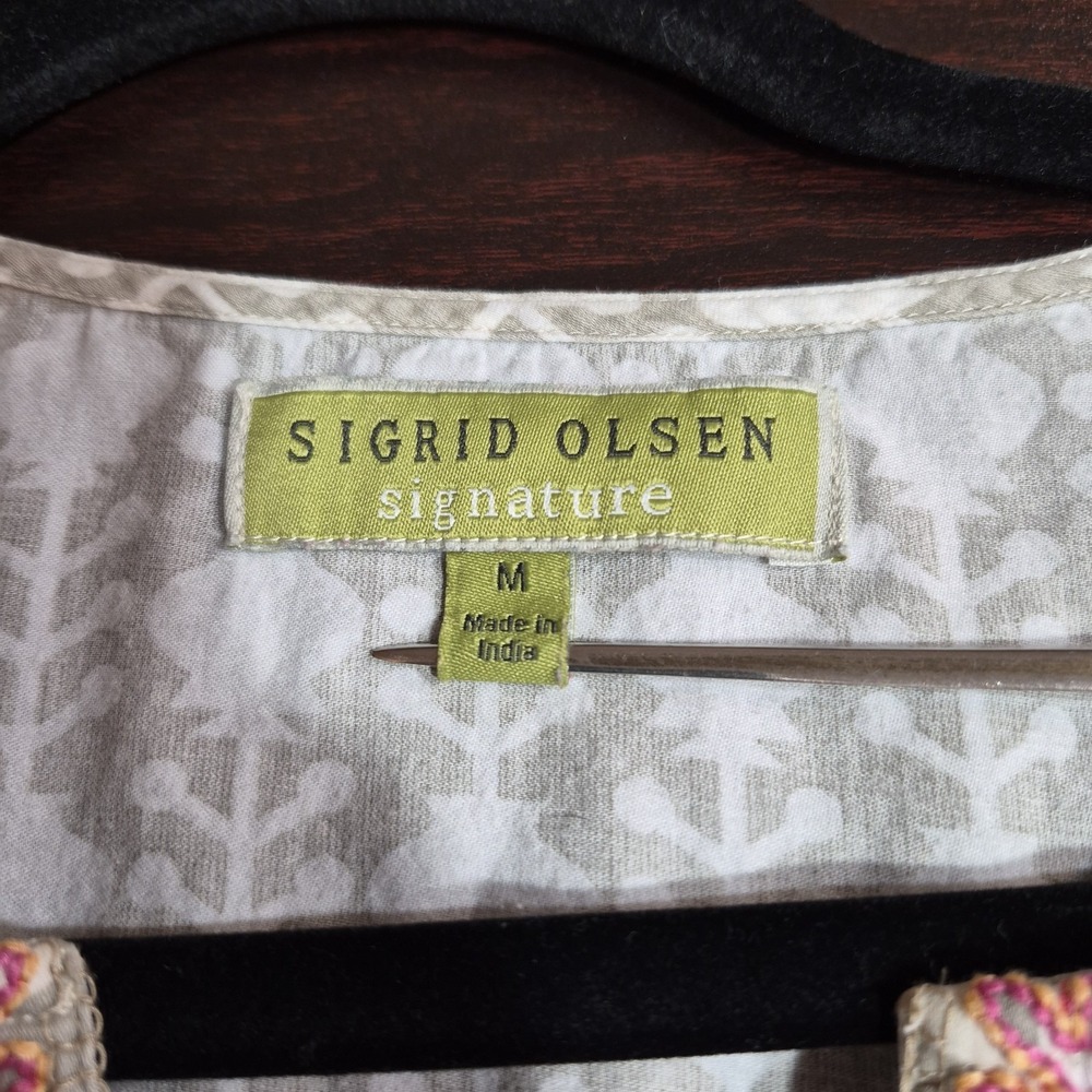 Sigrid Olsen Signature Md Womens Tunic Resortwear Artisanal Folkloric Boho Chic - Picture 2 of 9